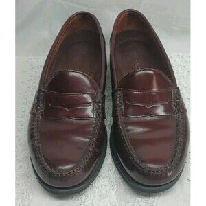 Rockport Shakespeare Red Leather Penny Loafer Shoes 9W Career Business Office